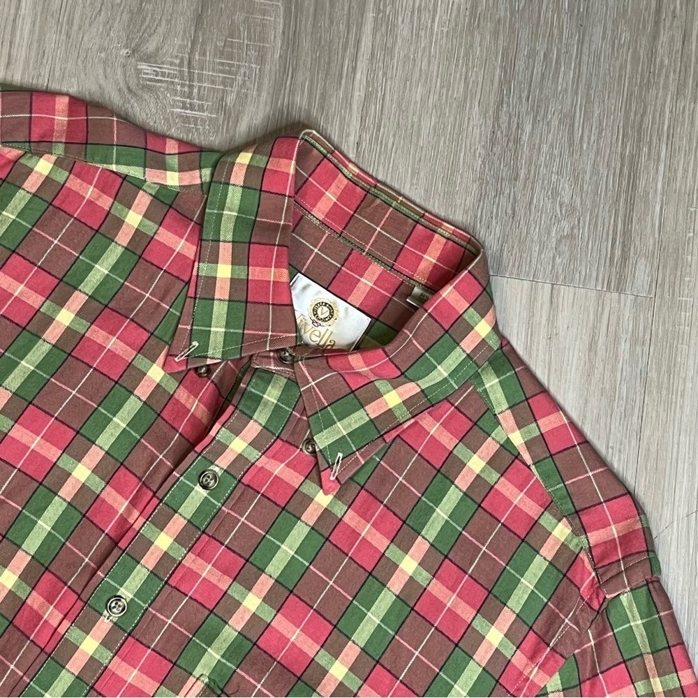 Viyella‎ Men's Plaid Checkered Long Sleeve Cotton-Wool-Blend Shirt Sz Medium